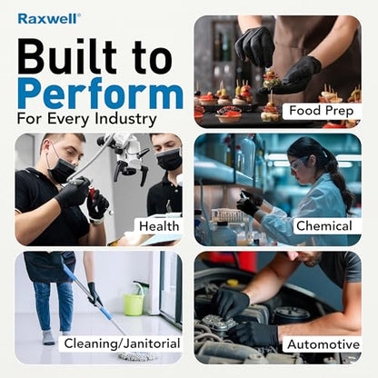 Raxwell Disposable Nitrile Gloves, Food Grade, Latex & Powder Free, Black - size: Large, style: 1000 Count