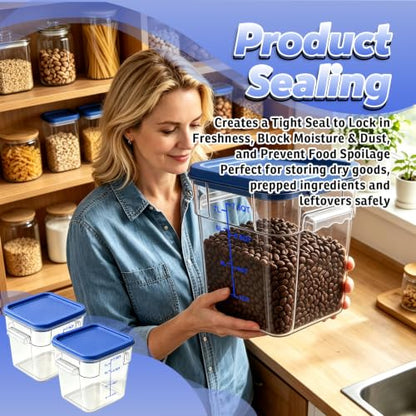 2 Pack 8QT Commercial Clear Food Storage Containers with Lid, NSF - color: Blue, size: 8Qt-2 Pack