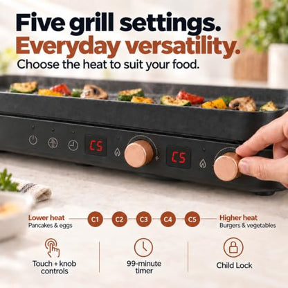 COOKTRON Portable Induction Cooktop 2 Burner with Griddle Pan, 1800W, Black - size: Double Induction Cooktop with Griddle Pan