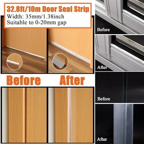 Dstorelhp Silicone Weather Stripping Door Seal, 35MM x 32.8FT, Transparent - size: 35 mm x 10 m