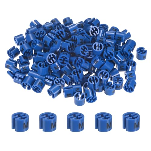M METERXITY 100-Pack Clothes Hanger Markers, Plastic m Size Tag Garment Color Coded Size Clips Fit 3mm-5mm Rod for Clothing/Wire Hangers, Colored Coding Marker [Blue] - color: Blue, size: Medium