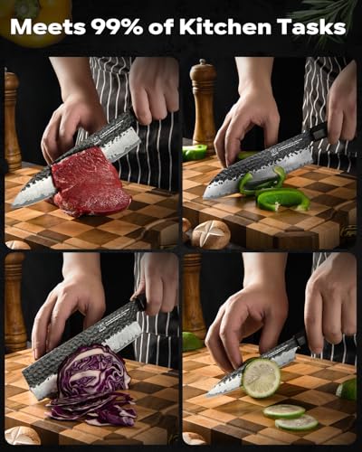 FAMCÜTE Japanese Knife Set with Block, Kitchen Knives Gift for Men & Women - size: Japanese Knife Set of 4