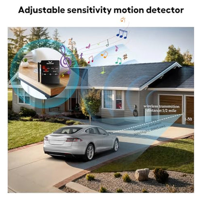 1/2 Mile Hosmart Driveway Alarm Wireless Sensor System & Driveway Sensor Alert System Weatherproof Security Outdoor Motion Sensor & Detector