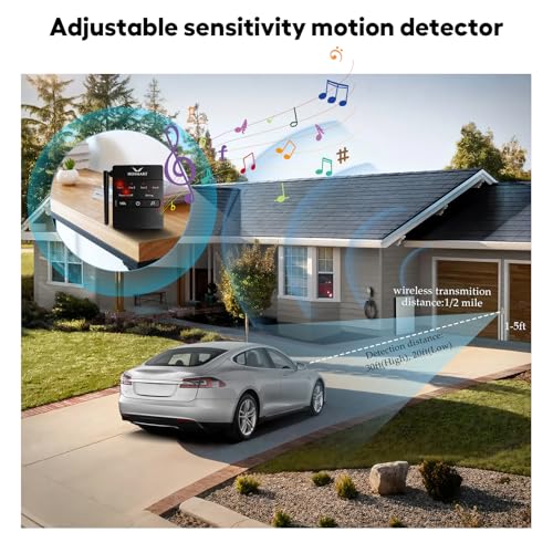 1/2 Mile Hosmart Driveway Alarm Wireless Sensor System | Driveway Sensor Alert System Weatherproof Security Outdoor Motion Sensor & Detector &Protect Outdoor/Indoor Property - color: 1 receiver & 1 coffee sensor