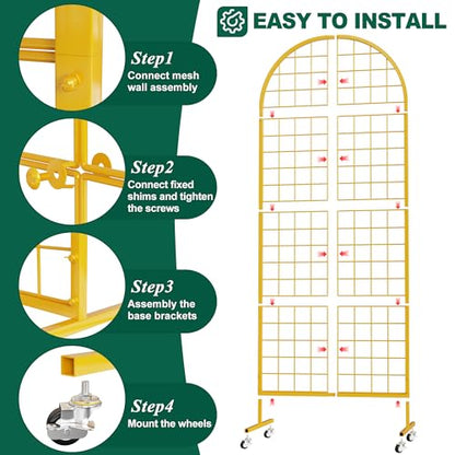 Aseem Metal Grid Wall Panels Display Stand Gold Movable 2x5.2FT, 1PCS - color: Gold, size: 5.2 FT