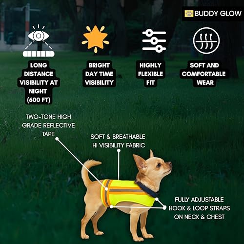 Reflective Dog Vest. High Visibility Yellow Safety Vest for Outdoors. Safeguard Your Dog with Easy to wear Adjustable and Breathable Reflective Gear for Toy or Tiny Breeds (2X-Small) - size: 2X-Small