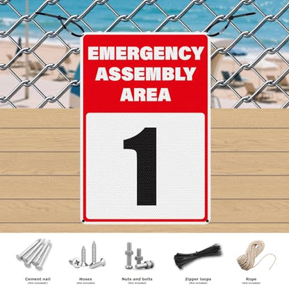 2 Pack Emergency Assembly Area 1 Sign 18 × 12 Inch for Outdoor Use - style: Emergency Assembly Area 1 Sign
