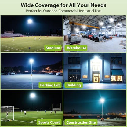 STASUN 1000W LED Stadium Lights Outdoor – Ultra Series High Power, ETL Certified, 150000LM, 5000K Daylight, 60° Beam, 100-277V, IP67 Waterproof Flood Lights for Arena, Sports Field, Parking Lot - size: 1000W