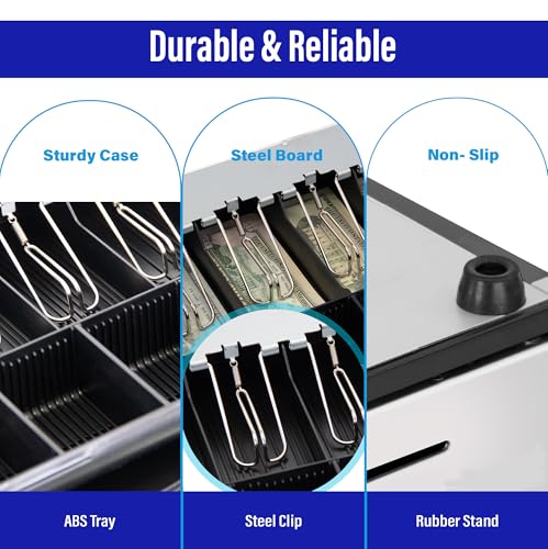 SAM4s 16" "Stainless Steel" Front Heavy Duty Black POS Cash Drawer with 5Bill/5Coin - size: 01. POS