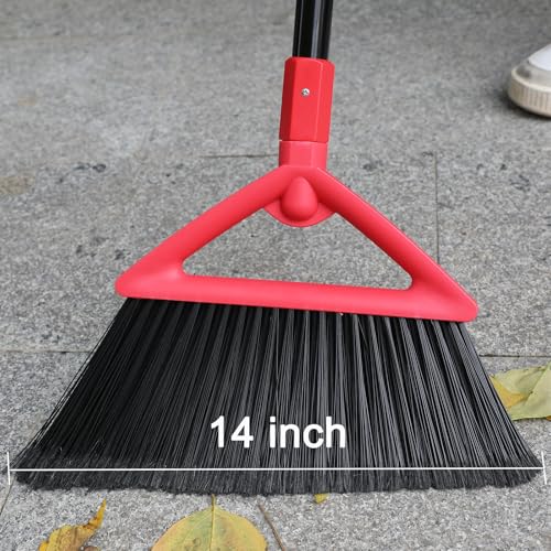 Heavy Duty Red Angle Broom with Long Handle - 3 Pack - color: 3pack Red