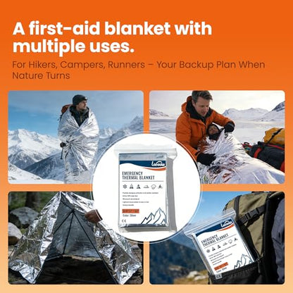 Emergency Thermal Blankets 4 Pack 82"52", Silver, Mylar Space Blanket