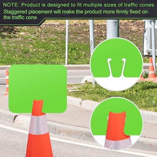 Geetery 6 Pcs Blank Traffic Cone Signs, 10.4"x12.6" Write-on Sign, Green - color: Green