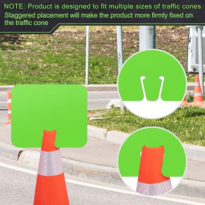 Geetery 6 Pcs Blank Traffic Cone Signs, 10.4"x12.6" Write-on Sign, Green - color: Green