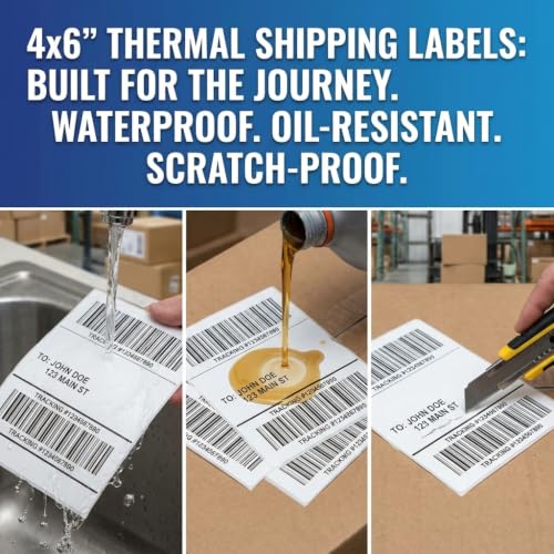 4" x 6" Fanfold Thermal Labels, 2 Stacks, 1000 Labels, Perforated - size: Stack-1000 Labels