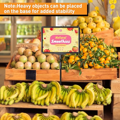 Sign Holder Stand 8.5x11 inch Adjustable Standing Sign Stand - Floor & Tabletop Poster Display with 360° Rotating Frame - Signage Stand 4 Pack Stable Base for Retail Menu Advertising