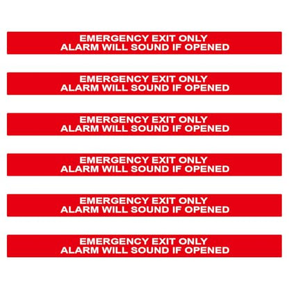 6 Pack Emergency Exit Only Alarm Will Sound Sticker
