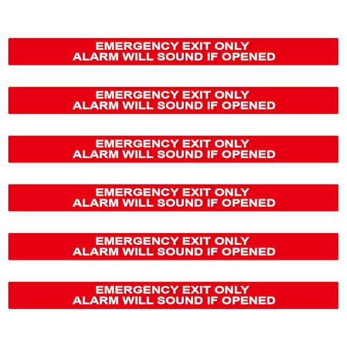 6 Pack Emergency Exit Only Alarm Will Sound Sticker