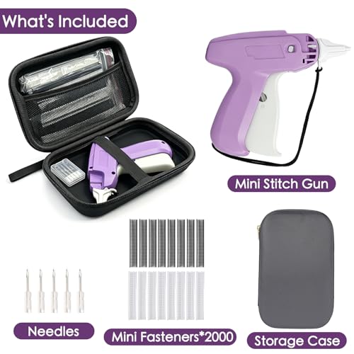 Stitch Gun for Clothes, Handheld Stitching Gun Kit with Carry Case, 5 Needles, 1000 Black & 1000 White 5mm Fasteners, Quick Clothing Fixer Sewing Kit