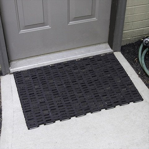 Durable Corporation Durite Outdoor Entrance Mat, Recycled Rubber Tire-Link Doormat, Heavy Duty Straight Weave Drainage Mat, Black, 17" x 25" - size: 25"L x 17"W x 0.6"Th