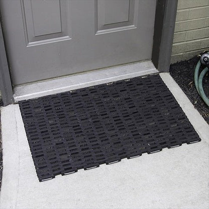 Durable Corporation Durite Outdoor Entrance Mat, Recycled Rubber Tire-Link Doormat, Heavy Duty Straight Weave Drainage Mat, Black, 17" x 25" - size: 25"L x 17"W x 0.6"Th