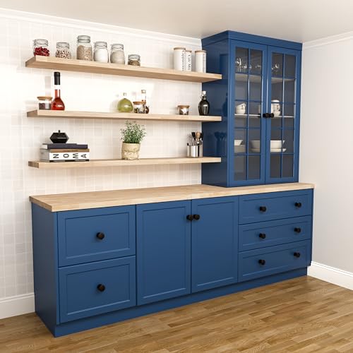 Howizz Wood Butcher Block Shelf 12" x 3ft x 1.5" Inches, Hevea Unfinished Solid Wood Countertop Shelf Board. - size: 36"L x 12"W x 1.5"Th