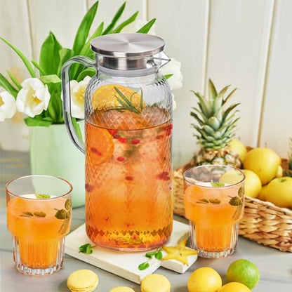 Nicunom 2 Pack Plastic Pitcher 68 Oz, Clear Pitcher with Lid, Water Jug for Fridge, BPA-Free, Ice Tea Pitchers for Juice, Sangria, Lemonade, Milk, Coffee, Cold or Hot Beverages