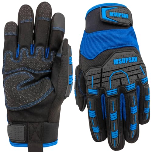 Work Gloves,Safety Mechanic Glove,Impact Protection,Large,Blue+Black - color: Blue+black, size: Large