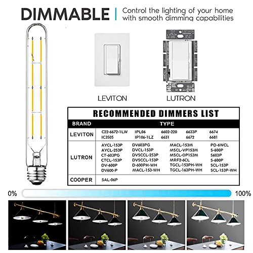 Dimmable T10 LED Edison Bulbs 8.9inch E26 Long Tubular Light Bulb 75 Watt - color: 8.9 Inch-4000k Neutral White-8w