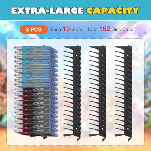 Video Game Storage Wall Mount - 8PCS Heavy-Duty Metal Game Case Holder Media Storage Shelves for PS, Xbox, DVD, Switch Game Organizer Display Stand, Holds up to 152 - size: 8-Pack