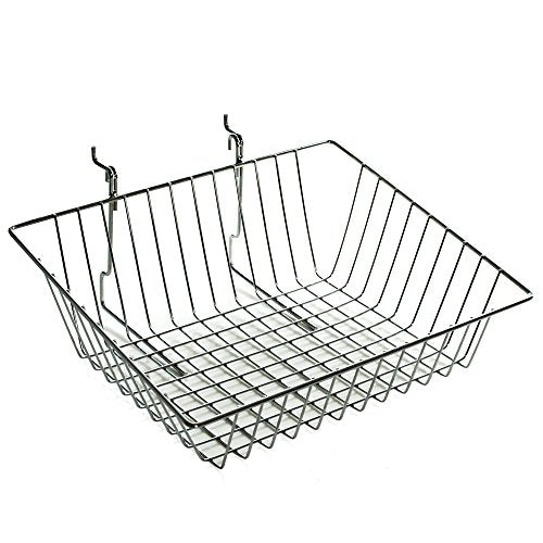 Azar Displays 300624-2pack Sloped Wire Basket, Chrome (Pack of 2) - size: 12"W X 5" H