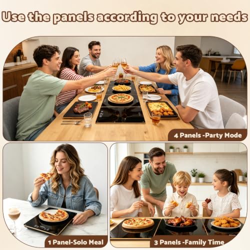Electric Warming Tray, 42.5"x14.96" Extra Large 4-in-1 Food Warmer for with 8 Temp Settings & Timer, 4MM Tempered Glass Warming Mat, Modular Hot Plates for Buffet, Catering & Parties - size: 42.5"x14.96"