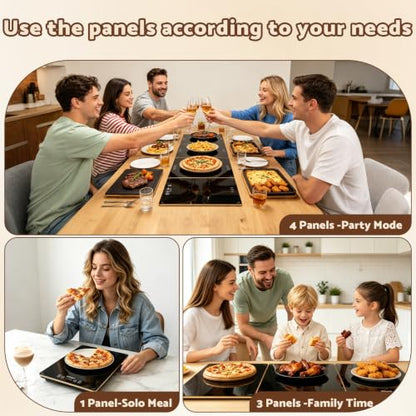 Electric Warming Tray, 42.5"x14.96" Extra Large 4-in-1 Food Warmer for with 8 Temp Settings & Timer, 4MM Tempered Glass Warming Mat, Modular Hot Plates for Buffet, Catering & Parties - size: 42.5"x14.96"