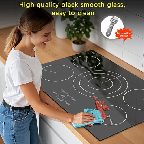 Karinear Electric Cooktop 30 Inch, Upgrade 5 Burners Electric Stove Top - color: 30 inch 5 burner