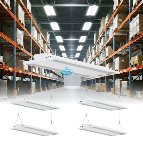 YXL 4 Pack 300W LED Linear High Bay Shop Light, Larger Central Lighting Area, 45000LM, 120-277V, 0-10V, 5000K, Commercial Linear High Bay Led Shop Lights for Warehouse Industrial, UL - color: 4 Pack, size: 300W