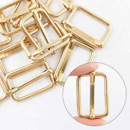 pson 12PCS 1 Inch Metal Tri-Glide Slide Buckles, Rectangle Adjustable Webbing Slider for Purse, Fasteners, Strap, Backpack, Gym Bag, Leather craft Bag(Gold) - color: Gold