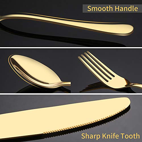 Aisoso Gold Silverware Set, 40-Piece Flatware Set Service for 8 - color: Gold, size: 40 Piece