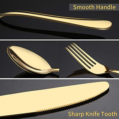 Aisoso Gold Silverware Set, 40-Piece Flatware Set Service for 8 - color: Gold, size: 40 Piece