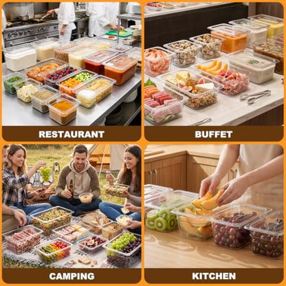 APREUTY 6-Pack 1/3 Size 4''Deep NSF Polycarbonate Food Pans with Lid, Clear - size: 1/3 Size 4'' Deep
