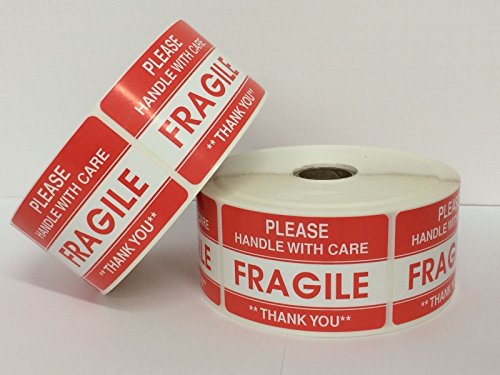 2" x 3" Fragile Handle with Care - Thank You Shipping Labels Stickers Glossy Surface Self Adhesive Labels 1000 Per Roll (5000 Labels/5 Rolls) - size: 5000 Labels/5 Rolls