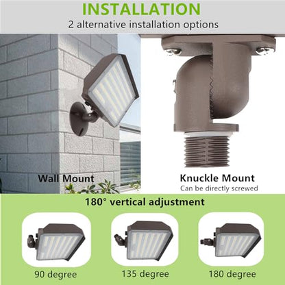 150W Outdoor LED Flood Light Dusk to Dawn with Knuckle, 21000LM 1500W Equivalent, 100-277V 5000K Daylight, ETL Commercial LED Flood Light Fixture, Outdoor Security Lighting for Landscape/Parking Lot - size: 150W