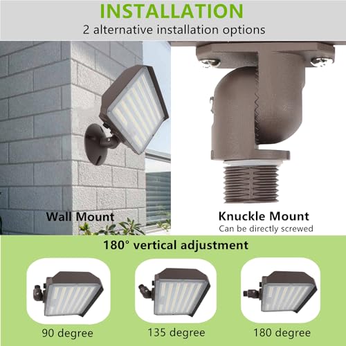 80W Outdoor LED Flood Light Dusk to Dawn with Knuckle, 11200LM 600W Equivalent, 100-277V 5000K Daylight, ETL Commercial LED Flood Light Fixture, Outdoor Security Lighting for Landscape/Parking Lot - size: 80W