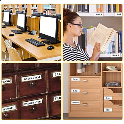 120 Set Shelf Labels, 3 x 1in Adhesive Label Holders with White Paper Tags