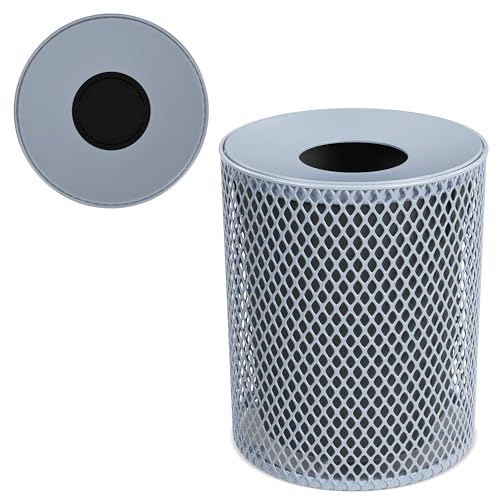 Leisure Craft 32 Gallon Commercial Outdoor Trash Can, Metal, Made in USA - color: Gray