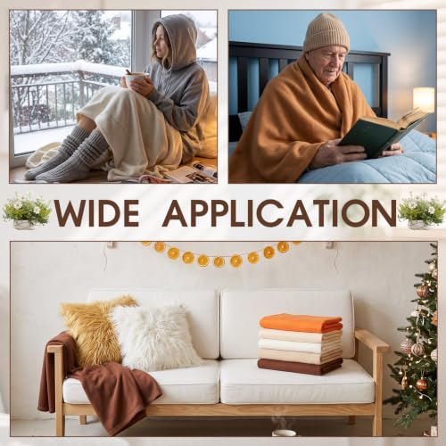 Macarrie 50 Pcs Fleece Blankets Bulk,50 x 60 in Soft Throw Blankets in Bulk - color: Beige Series