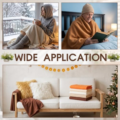 Macarrie 50 Pcs Fleece Blankets Bulk,50 x 60 in Soft Throw Blankets in Bulk - color: Beige Series