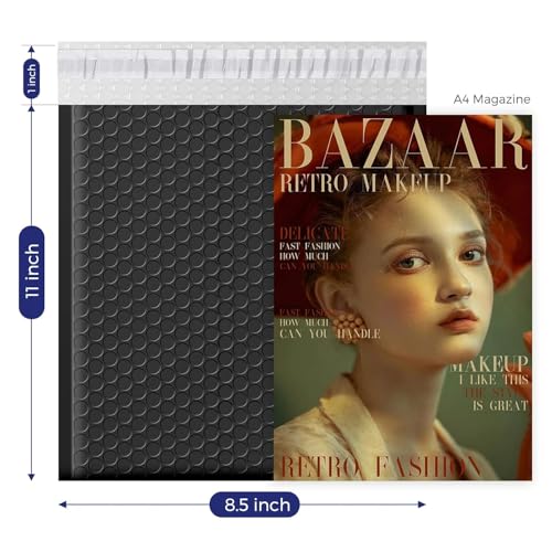 Fuxury Bubble Mailers 8.5x12" Padded Envelopes 25Pack Usable Size 8.5x11 - color: Black, size: 8.5x12" 25PC