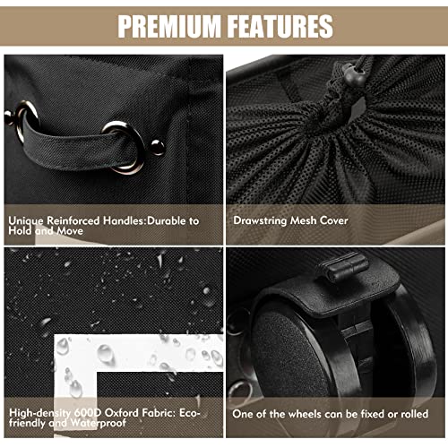 DOKEHOM 52L Slim Rolling Laundry Basket Hamper, Narrow on Wheels, Black - color: Black/M, size: 52L/Slim