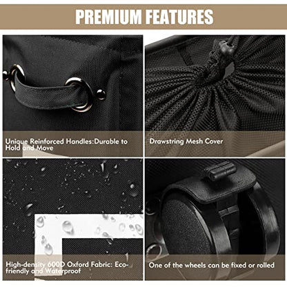 DOKEHOM 52L Slim Rolling Laundry Basket Hamper, Narrow on Wheels, Black - color: Black/M, size: 52L/Slim