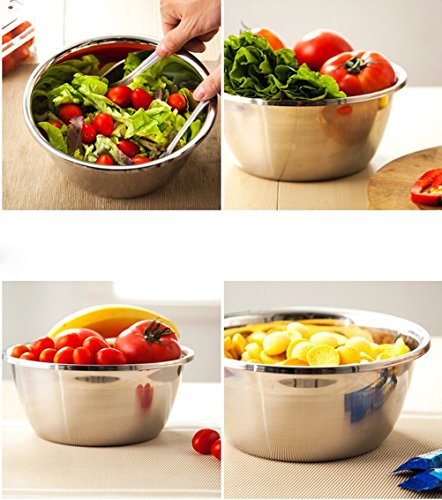 meleg otthon Stainless Steel Bowl,3QT Salad Bowl,Metal Bowls,Stainless Steel Basin,Heavy Duty Deeper Edge Mirror Finish Dishwasher Safe bowl (M)… - color: 9.5" diameter x 4.2"high