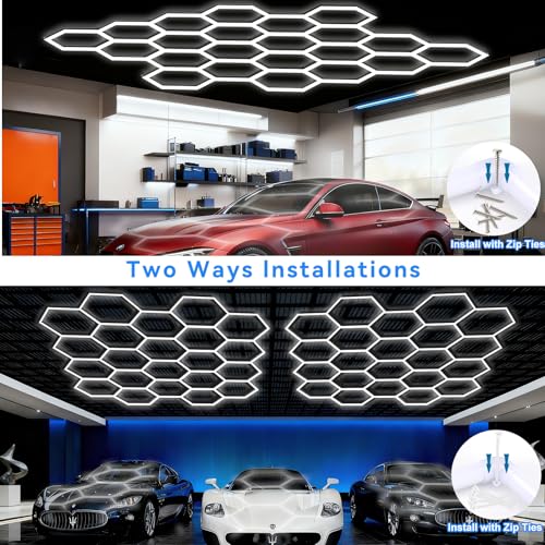 LZHOME Hexagon LED Garage Light: Super Bright 88000LM Honeycomb Garage Light, 22 Hex DIY Hexagon Led Lights for Gym Basement Hair Salon - size: 22 HEX